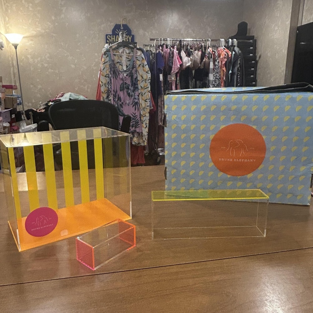 Drunk Elephant Acrylic Display Box Riser Set Multi-Color Organizer Decor Storage
